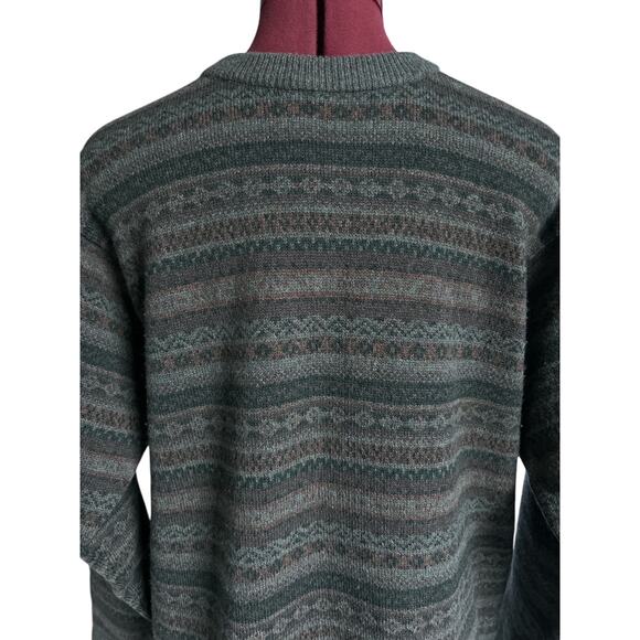 Vintage L.L.Bean Men’s Medium Regular 100% Latvia Lambs Wool Fair Aisle Sweater - Picture 5 of 6